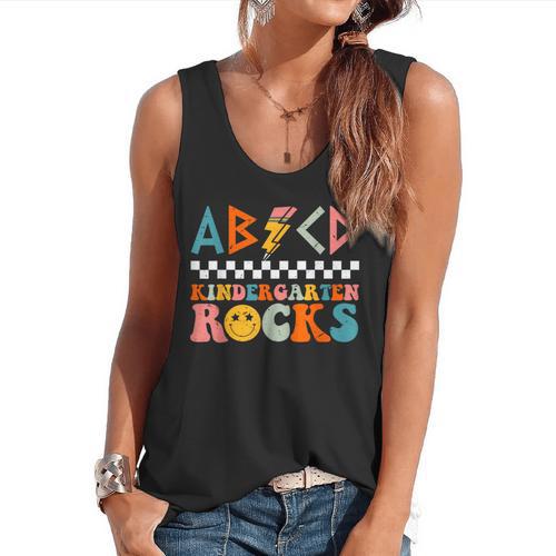 ABCD Kindergarten Rocks Back To School Teacher Kindergarten Flowy Tank - teacherstshirts.com AU