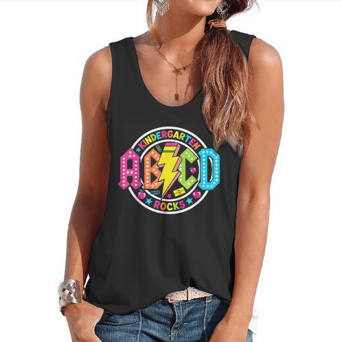 ABCD Kindergarten Rocks Back To School Teachers Students Flowy Tank - teacherstshirts.com DE