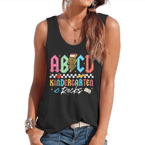 ABCD Kindergarten Rocks Pencil Lightning Teachers Rock Boys Flowy Tank - teacherstshirts.com AU