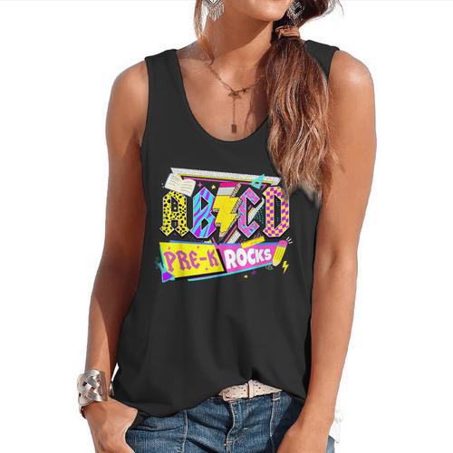 ABCD Pre-K Rocks Back To School PreK Kindergarten Teacher Flowy Tank - teacherstshirts.com AU