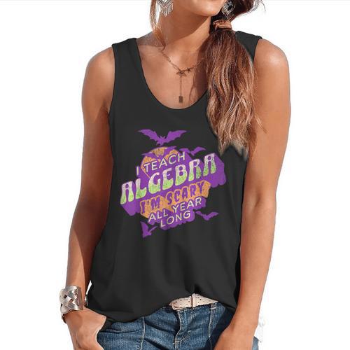 Algebra Teacher Halloween Spooky Ghost Math Mathematics Grad Flowy Tank - teacherstshirts.com AU