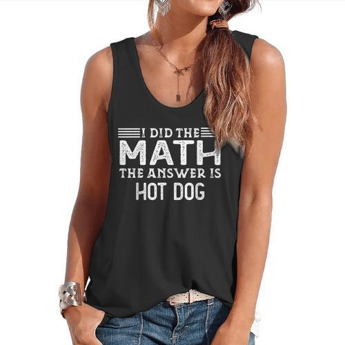 The Answer Is Hot Dog Math Teacher Student Flowy Tank - teacherstshirts.com