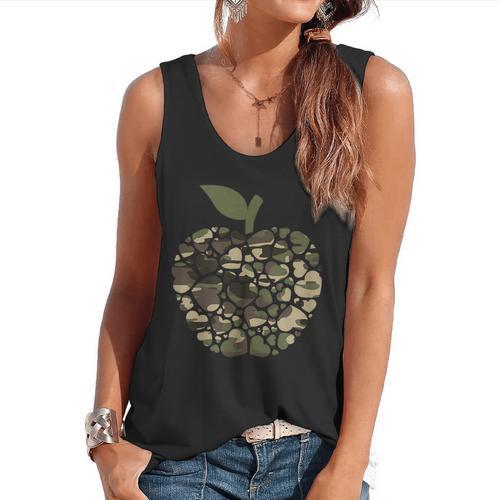 Apple Hearts Teacher Camouflage Clothing School Camo Apple For Men Women Girls Kids Flowy Tank - teacherstshirts.com DE