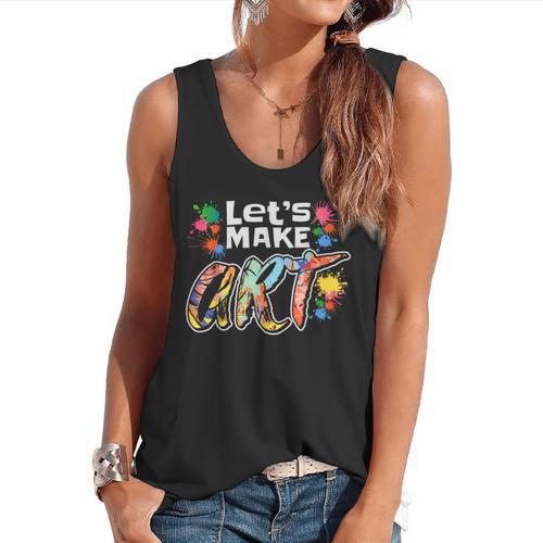 Lets Make Art Colerful Artists Painter Art Teacher Men Women Girls Kids Flowy Tank - teacherstshirts.com UK
