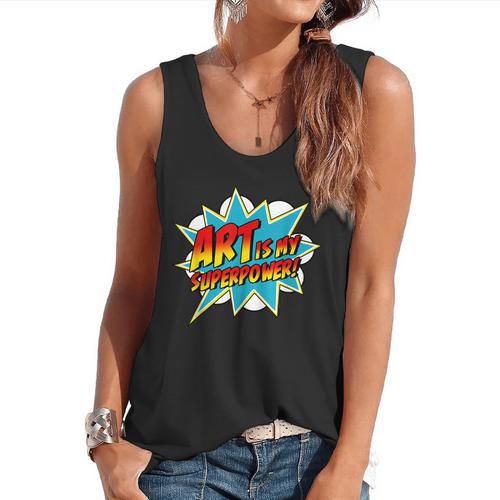 Art Is My Superpower Comic Artist Art Teacher Superhero Flowy Tank - teacherstshirts.com AU