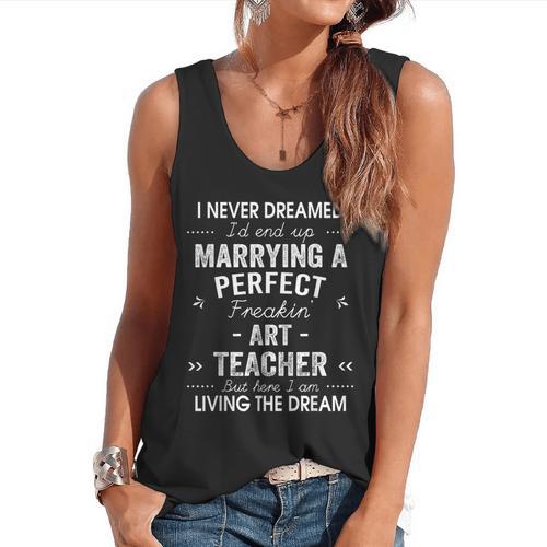 Art Teacher Christmas Xmas Never Dreamed Marrying Flowy Tank - teacherstshirts.com
