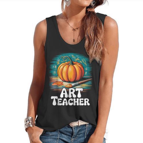 Art Teacher Pumpkin Painting Halloween Costume Flowy Tank - teacherstshirts.com AU