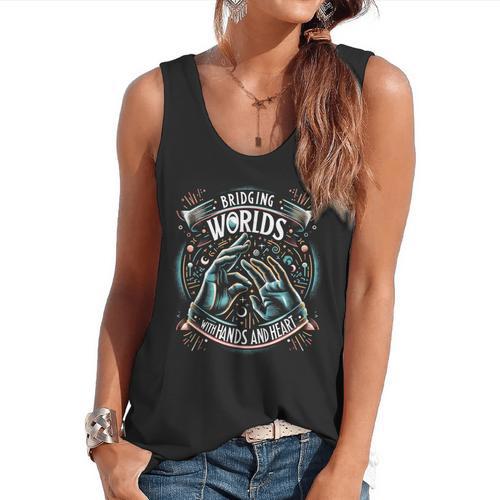 ASL Interpreter Deaf ASL Teacher American Sign Language Flowy Tank - teacherstshirts.com UK