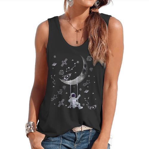 Astronaut Purple Moon Swing NASA Space Science Teacher Flowy Tank - teacherstshirts.com DE