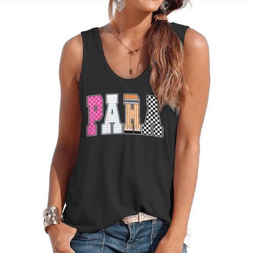 Back To School Teacher Para Preppy Checkered Para Life Flowy Tank - teacherstshirts.com
