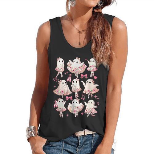 Ballet Ghost Ballet Dancer Spooky Dance Halloween Teacher Flowy Tank - teacherstshirts.com AU