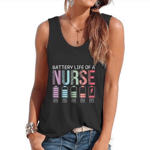 Battery Life Of A Nurse School Teacher Appreciation Flowy Tank - teacherstshirts.com UK