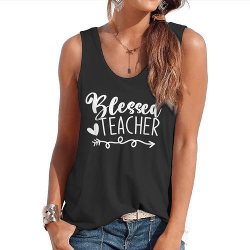 Blessed Teacher For Men Women Kids Flowy Tank - teacherstshirts.com CA