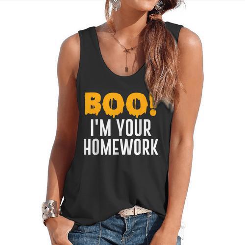 Boo I'm Your Homework Halloween Teacher Costume Flowy Tank - teacherstshirts.com AU