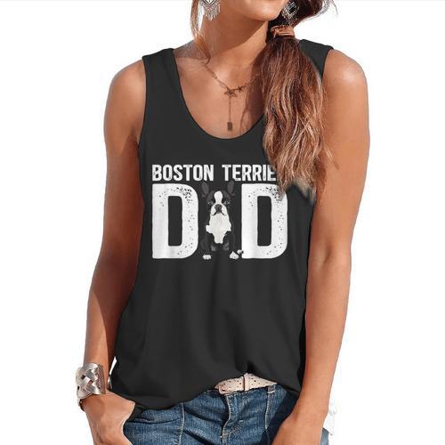 Boston Terrier Dad Of A Bostie Dad Bostie Father Flowy Tank - Bostonterriersmerch.com