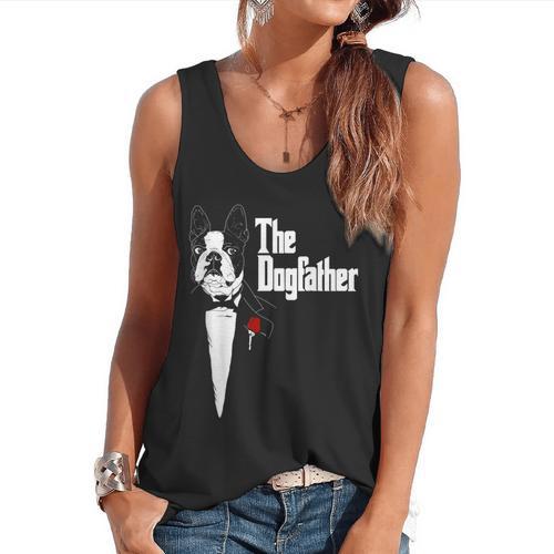 Boston Terrier Dad The DogFather Shirt Boston Terrier Flowy Tank - Bostonterriersmerch.com
