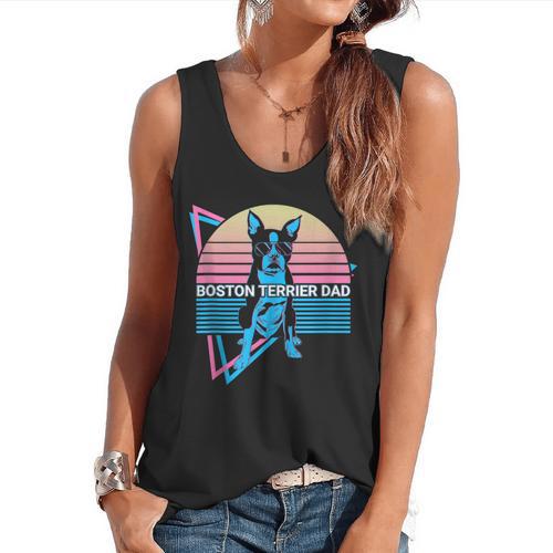 Boston Terrier Dad Retro Flowy Tank - Bostonterriersmerch.com