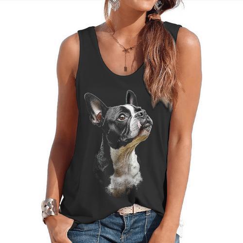 Boston Terrier Dog Graphic Pet Art Boston Terrier For Men Women Kids Flowy Tank - Bostonterriersmerch.com UK