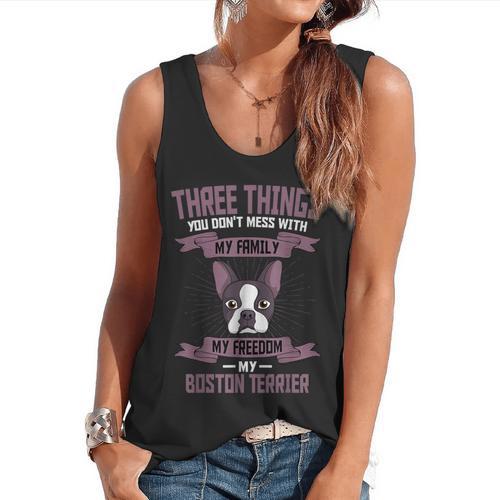 Boston Terrier Don't Mess With American Gentleman Dog Lover Flowy Tank - Bostonterriersmerch.com AU