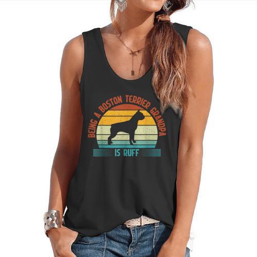 Being a Boston Terrier Grandpa Is Ruff Boston Terrier Flowy Tank - Bostonterriersmerch.com