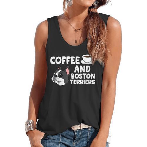 Boston Terrier Lover Coffee And Boston Terriers Flowy Tank - Bostonterriersmerch.com