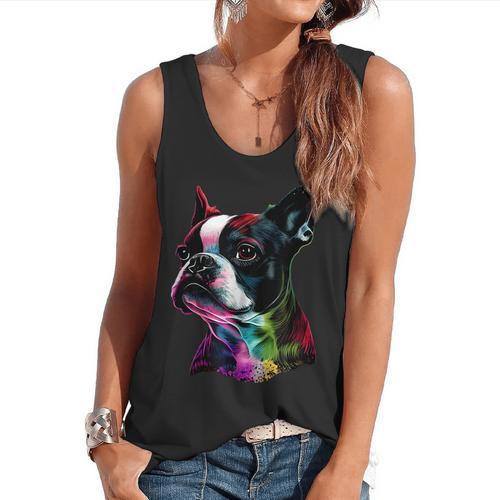 Boston Terrier Lovers Colorful Pop Art Boston Terrier Flowy Tank - Bostonterriersmerch.com CA