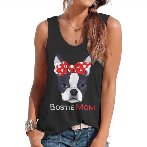 Boston Terrier Mom Bostie Women Girls Flowy Tank - Bostonterriersmerch.com DE