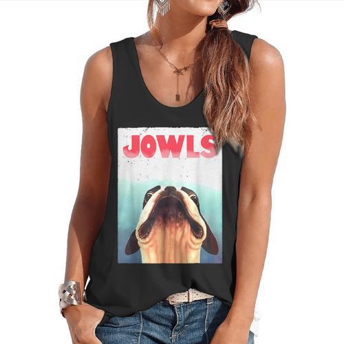 Boston Terriers Jowls Dog Mom Dog Dad Flowy Tank - Bostonterriersmerch.com