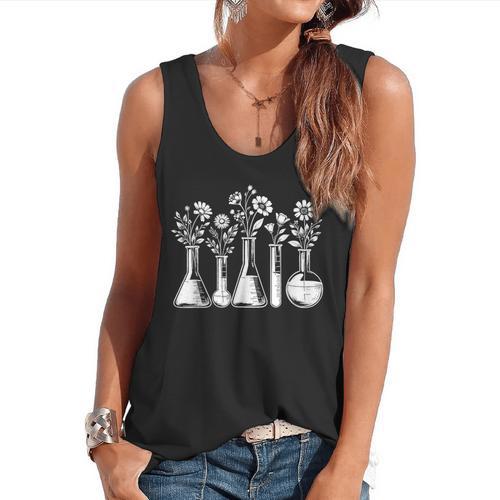 Botanical Beaker Science Teacher Floral Chemistry Lab Week Flowy Tank - teacherstshirts.com UK
