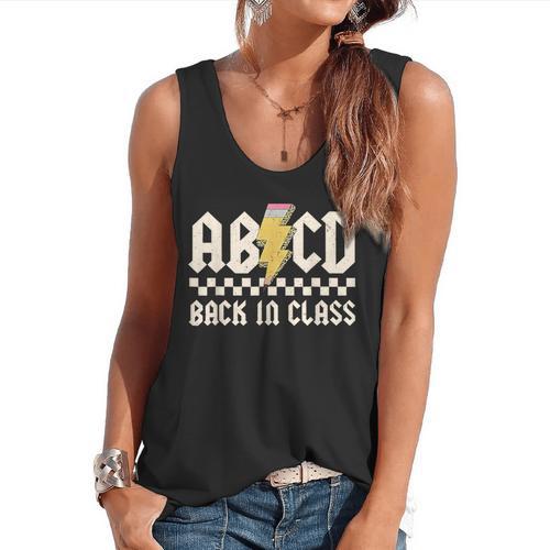 Boys Girls Teachers Rock Back To School ABCD Back In Class Flowy Tank - teacherstshirts.com
