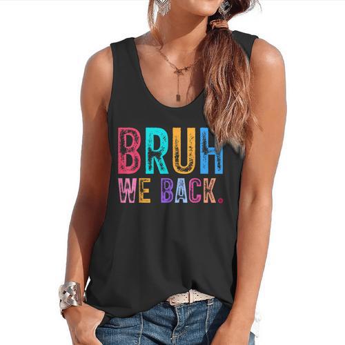 Bruh We Back Teachers Retro Back To School Boys Girls Kids Flowy Tank - teacherstshirts.com UK
