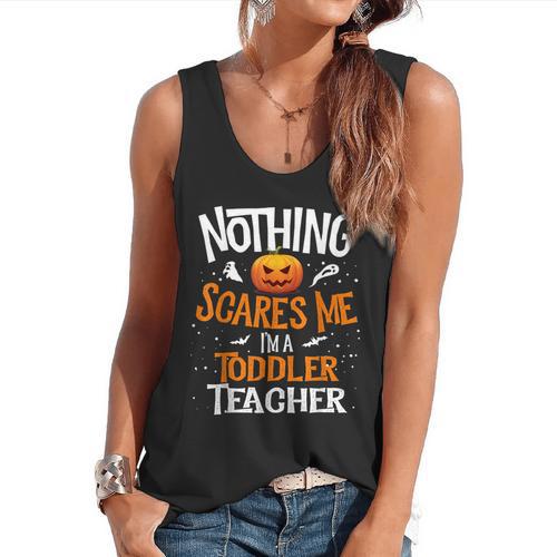 You Cannot Scare Me I'm An Toddler Teacher Halloween Men Women Kids Flowy Tank - teacherstshirts.com AU