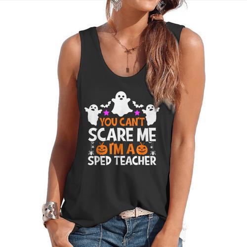 You Can't Scare Me I'm A SPED Teacher Shirt Halloween For Men Women Flowy Tank - teacherstshirts.com DE