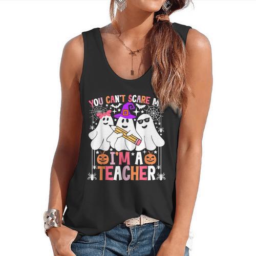 You Can't Scare Me I'm A Teacher Halloween Flowy Tank - teacherstshirts.com