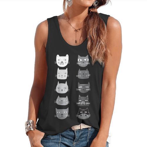 Cat Themed Artist Value Scale Educational Art Teacher Flowy Tank - teacherstshirts.com AU
