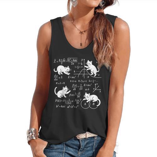 Cats And Math Lover Cat Lover Science Teacher Student Flowy Tank - teacherstshirts.com DE