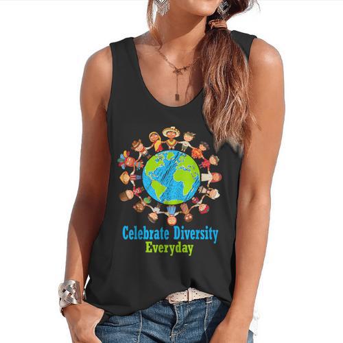 Celebrate Diversity Everyday Teachers & School Student Gift Flowy Tank - teacherstshirts.com
