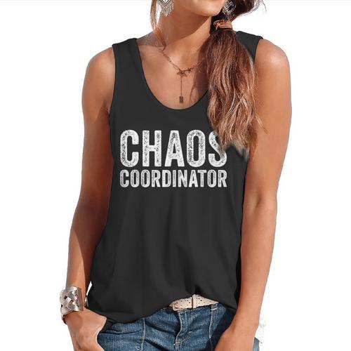 Chaos Coordinator Teacher Mom Dad Parents Vintage Flowy Tank - teacherstshirts.com