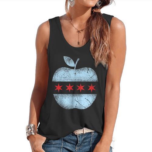 Chicago Flag Teacher School Cute Flowy Tank - teacherstshirts.com UK
