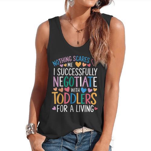 Childcare Teacher Negotiate With Toddlers Daycare Provider Flowy Tank - teacherstshirts.com