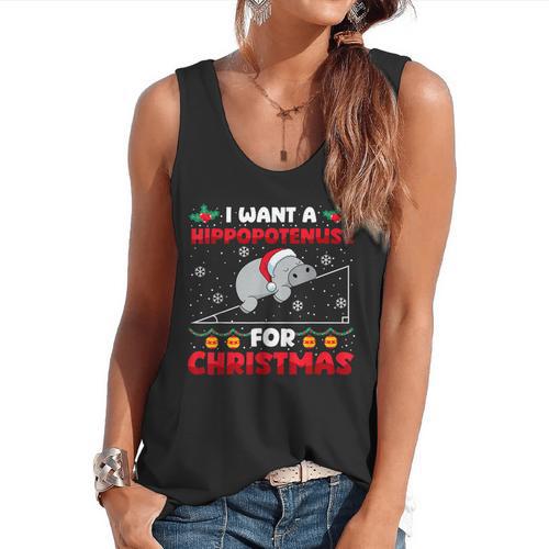 Christmas Math Teacher Hippopotenuse Math Lovers Xmas Flowy Tank - teacherstshirts.com AU