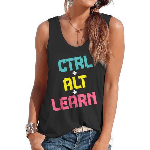 Computer Teacher Back To School Kids Ctrl Alt Learn Flowy Tank - teacherstshirts.com