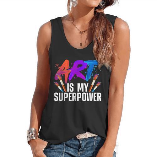 Cool Art For Men Women Art Teacher Artist Painter Superpower Flowy Tank - teacherstshirts.com DE
