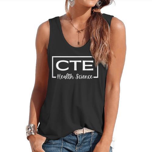 CTE Career And Technical Education -Adults CTE Teacher Health Theme Small Short Sleeve Flowy Tank - teacherstshirts.com UK