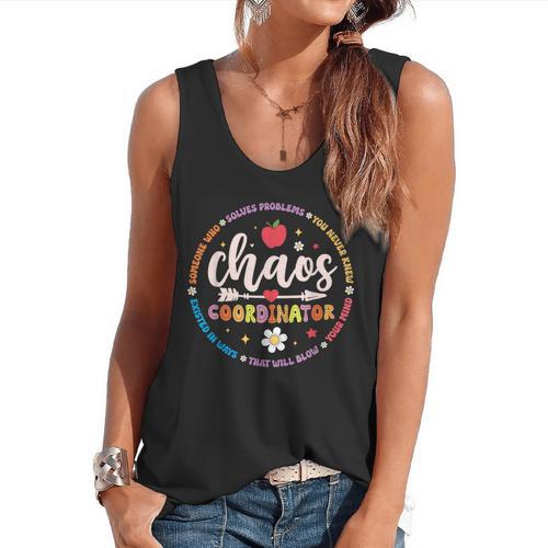 Cute Chaos Coordinator Teacher First Day Of School Flowy Tank - teacherstshirts.com DE