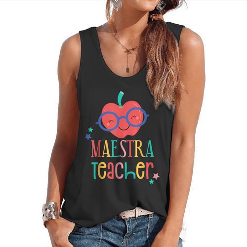 Cute Maestra Teacher Flowy Tank - teacherstshirts.com