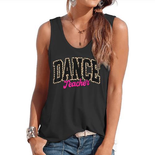 Dance Teacher Leopard Dancing Life Girls Women Dancer Flowy Tank - teacherstshirts.com CA
