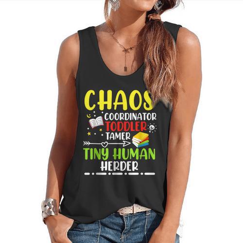 Daycare Teacher School Chaos Coordinator Toddler Tamer For Men Women Kids Flowy Tank - teacherstshirts.com AU