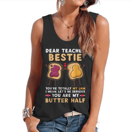 Dear Teacher Bestie You'Re Totally My Jam Shirt Kids Flowy Tank - teacherstshirts.com AU