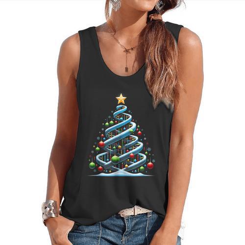 DNA Helix Christmas Tree Scientist Biology Science Teacher Flowy Tank - teacherstshirts.com AU